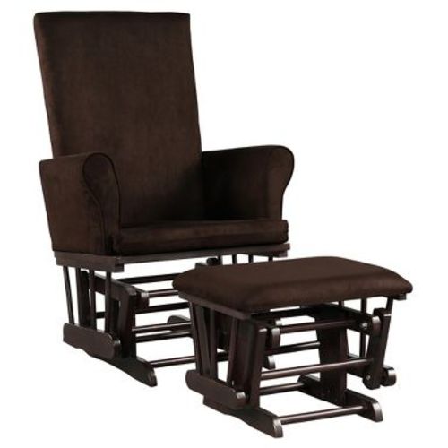 Costway Baby Nursery Relax Rocker Rocking Chair Glider & Ottoman Set w/Cushion Brown