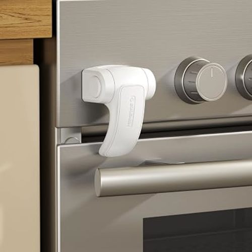 EUDEMON 1 Pack Oven Lock,Baby Proofing Oven Door Lock, Child Safety Oven Front Lock, Easy to Install & Use no Tools Need or Drill (White)