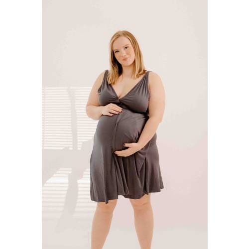 Juliet Labor & Postpartum Gown in Charcoal Grey