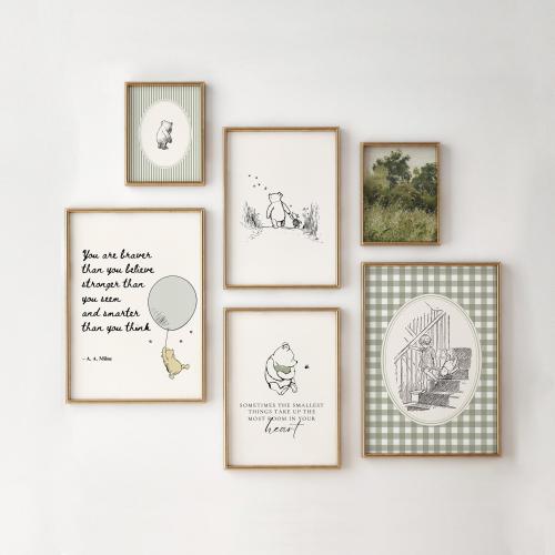Winnie the Pooh Vintage Print Set 6 Sage Green | Classic Pooh Nursery Decor (Digital Download)