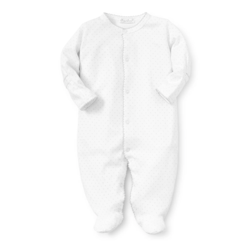 White/Silver New Kissy Dots Print Footie