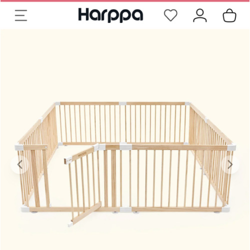 Harppa Grovi Wooden Baby Gate Playpen | Non-Toxic Foldable DIY Adjustable Play Yard for Infants & Toddlers – Natural Finish Baby Fence for Small & Large Spaces – HARPPA