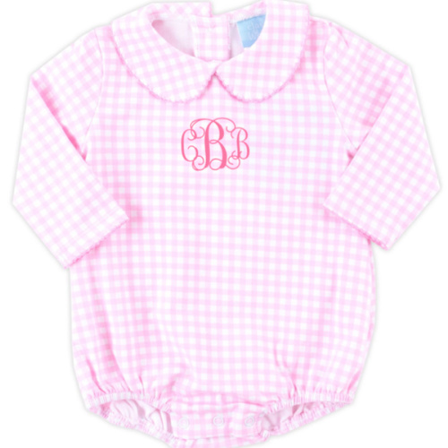 Pink Gingham Long Sleeve Bodysuit