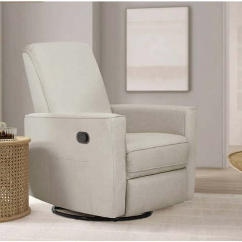 Evolur Raleigh Nursery Glider Recliner and Rocking Chair in Light Sand, 360° Swivel Motion, Multiple Recline Positions, Easy to Clean, FSC and Greenguard Gold Certified