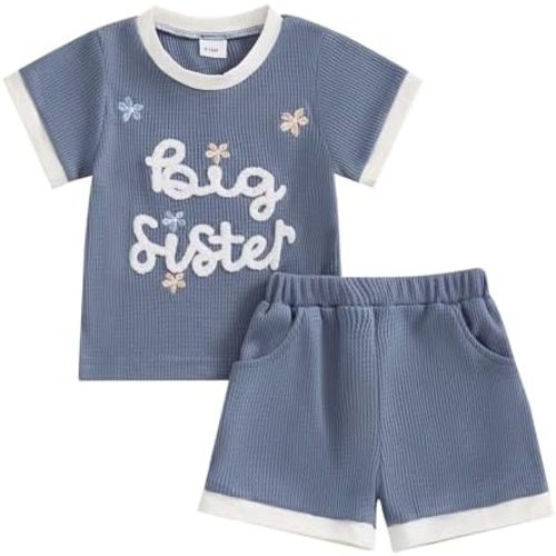 Toddler Baby Girl Clothes Floral Infant Summer Shirt Shorts Set Cute Big Sister Little Sister Matching Outfits