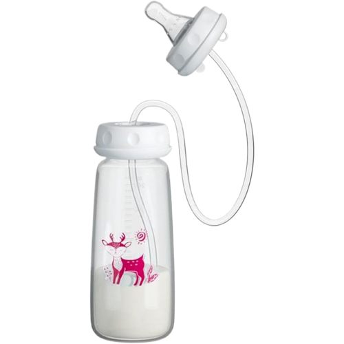 Milk Bottle, 240ml Silicone Hands-Free Wide Neck Adjustable Fast Flow Milk Bottle for Parents Home Bedroom Kitchen Nursery Restaurant Hotel Travel Picnic