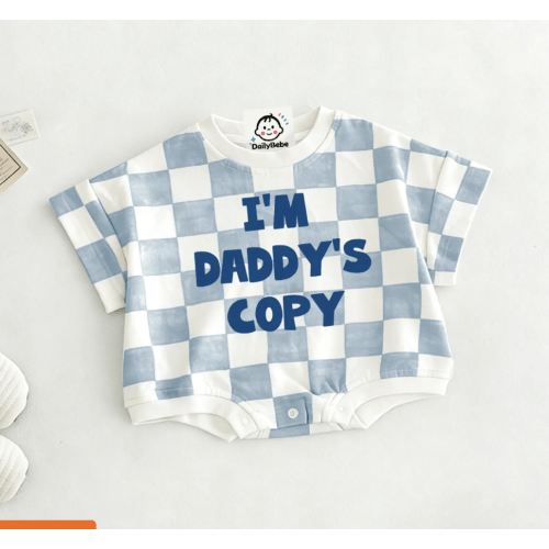 I'M DADDY'S COPY Baby Check T-shirt Romper