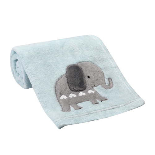 Bedtime Originals Jungle Fun Blue/Gray Safari Elephant Baby Blanket