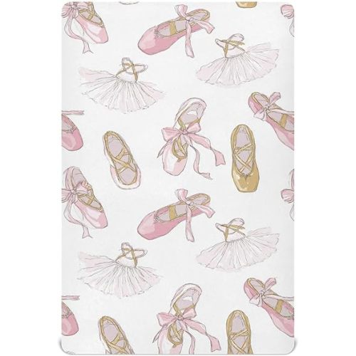 Baby Crib Sheet Ballet Shoes Ballerina Crib Mattress for Boys and Girls Playard Sheet Soft Breathable Fitted Baby Mattress Cover 52x28in