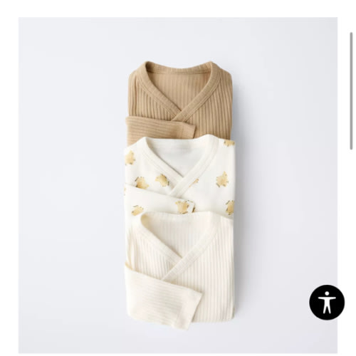 THREE-PACK OF KIMONO NECK BODYSUITS WITH BIRDS - Dark khaki | ZARA United States