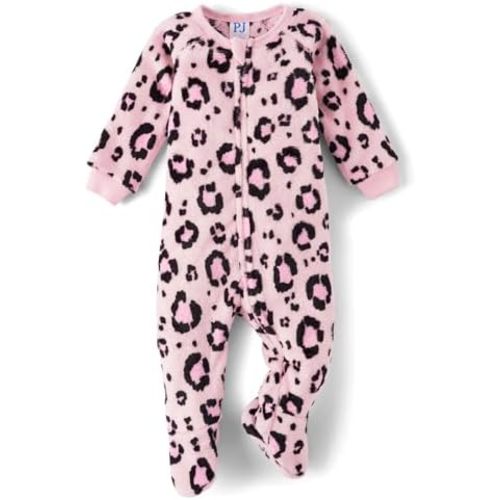 The Children's Place Baby Girls' and Toddler Fleece Zip-Front One Piece Footed Pajama