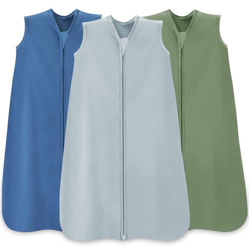 Wrrernsin Baby Sleep Sack 0-6 Months,100% Cotton TOG 0.5 Wearable Blanket for Newborn and Infant, 3 Pack 2-Way Zipper Lightweight Sleeping Bags for Toddler