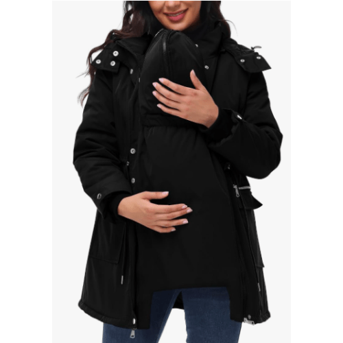Maternity 3 in 1 Winter Coat Baby Wearing Jacket Thicken Quilted Lined Warm Hooded Outwear Puffer Down Jacket Parka