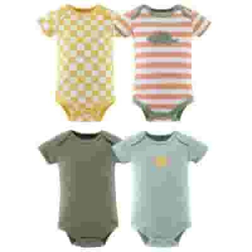 The Peanutshell Cozy Neutrals Baby Set Baby Bodysuit for 0-3 Months, 4-Pack