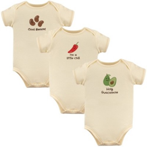 Touched by Nature Organic Cotton Bodysuits 3pk, Guacamole, 3-6 Months