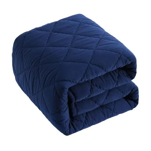 BEDSUM 100% Brushed Microfiber Down Alternative Toddler Comforter, Ultra Soft Lightweight and Warm Breathable Crib Quilted Blanket for Nursery Stroller Bed, 39x47 Inches, Navy Blue