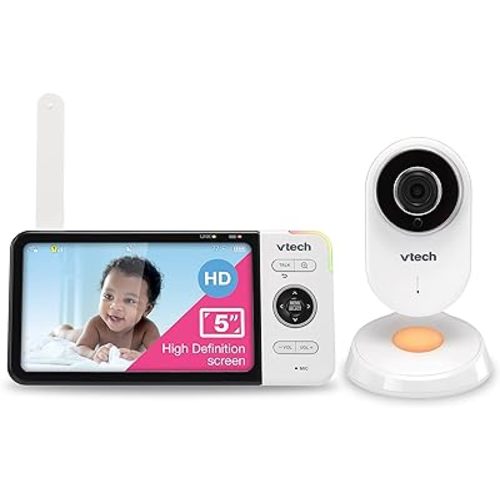 VTech VM818HD Baby Monitor, 5" 720p Screen, Night Light, 110-degree Wide-Angle True-Color DayVision, HD No Glare NightVision, 1000ft Range, 2-Way Talk, Secure Transmission No WiFi