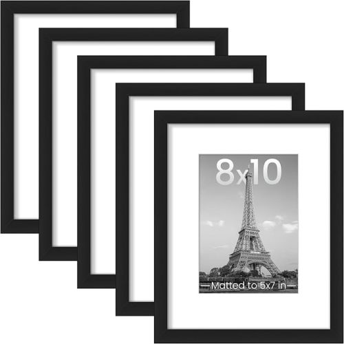upsimples 8x10 Picture Frames, Gallery Wall Frames Set of 5, Black