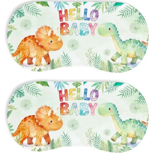2 Pack Baby Burp Cloths for Boys Girls, Soft Cotton, Dinosaur Theme Design, Super Absorbent Hello Baby Burping Cloths for Newborns, Machine Washable and Reusable Baby Spit-Up Cloths