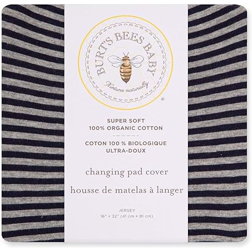 Burt's Bees Baby - Changing Pad Cover, 100% Organic Cotton Changing Pad Liner for Standard 16" x 32" Baby Changing Mats