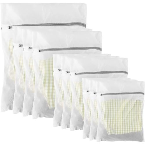 10 Pack Mesh Laundry Bags for Delicates with Non Rust Zipper- MDSXO White Laundry Bags Mesh Wash Bags, Easy Fit Bra, Sock,Lingerie,Sneaker,Baby Laundry for Washing Machine Travel Storage[1XL/3L/3M/3S]