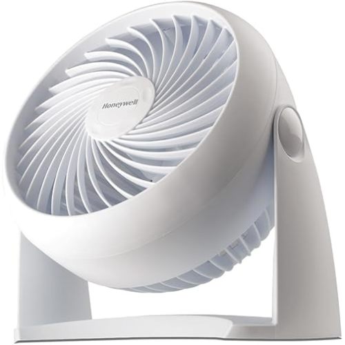 Honeywell TurboForce Air Circulator, Small Tabletop Fan, Quiet Personal Fan for Home or Office, 3 Speeds, 90 Degree Pivoting Head, White, HT-904
