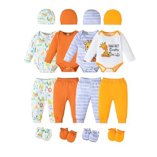 YWFSHOP Newborn Baby Boys Clothes Outfits Funny Pattern Romper Pants Set Infant Unisex Baby Clothing 12Pcs