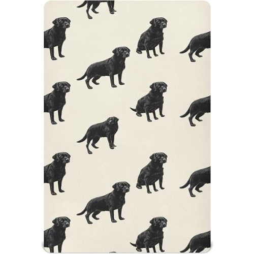 Pfrewn Crib Sheets for Boys Girls Black Labrador Retriever Dog Fitted Crib Sheet Fits Standard Crib Mattress Pads Stretch Soft Toddler Baby Sheet, 52x28x9IN