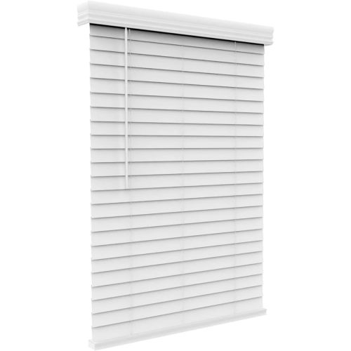 ARLO BLINDS Faux Wood Blinds with Crown Valance - 26.5" Width x 36" Height, White, Cordless Window Blinds & Shades - Blinds for Indoor Windows, 2" Faux Wooden Blinds for Home, Window Shades