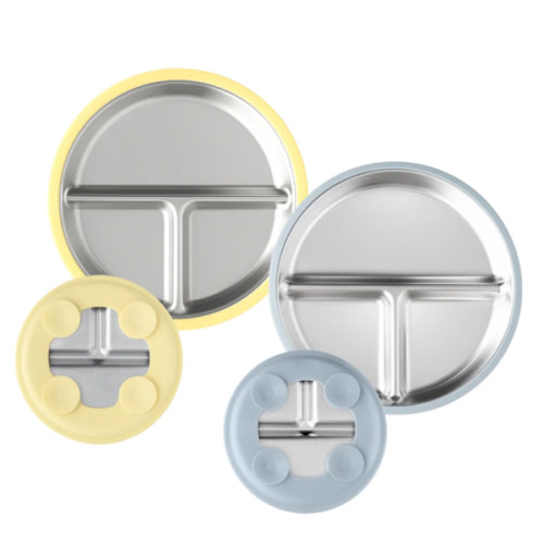 Stainless Steel Plate Set of 2 (Butter Yellow & Baby Blue)