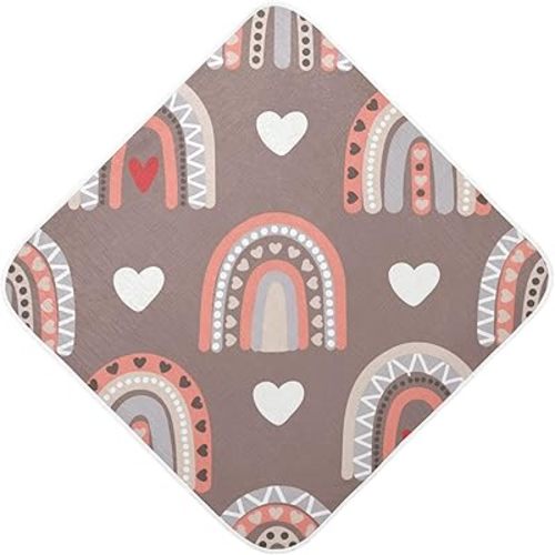 Boho Pink Rainbow Baby Towel, Ultra Soft Absorbent Cotton Baby Hooded Bath Towel for Newborn Baby Boy Girl, Toddler, Infant Registry Gift - 30 x 30 Inch