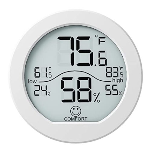 SECRUI Digital Hygrometer Thermometer for Room Temperature Humidity Meter Indoor Thermometer Accuracy Calibration LCD Temperature Sensor with Maximum and Minimum Records, TH1, White