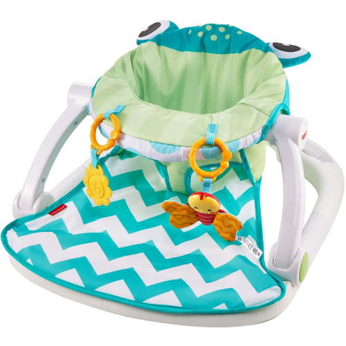 Fisher-Price Sit-Me-Up Floor Seat Portable Infant Chair with 2 Toys, Citrus Frog - Walmart Exclusive - Walmart.ca