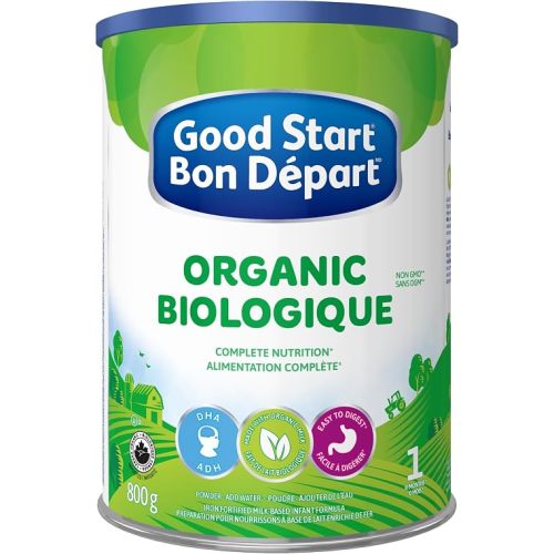 Good Start Organic Baby Formula, Powder, DHA, 0+ Months, 800 g | Made with organic milk, No corn syrup solids, Vegetarian, Certified organic by QAI, Non-GMO, Kosher