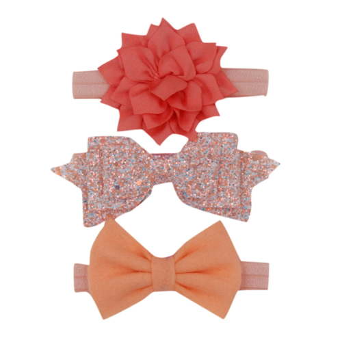MHZLDYZ Infant Hair Accessories 3Pcs Kids Floral Headband Girls Baby Elastic Bowknot Accessories Hairband Set Infant Hair Bows Newborn Hair Bows Bow Headbands for Baby Girls(C,One Size)