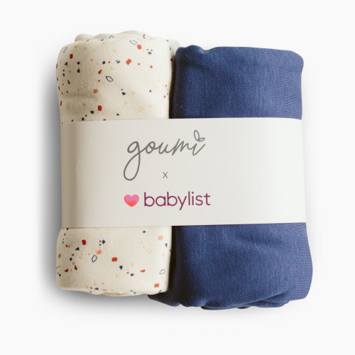 Goumi Kids x Babylist Muslin Swaddle Set (2 Pack) - Terazzo + Indigo, 40x40"