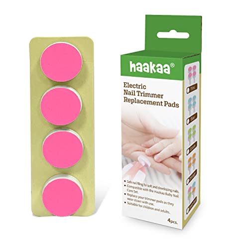 haakaa Electric Nail File Replacement Pads, Suitable for 0-3 Months, Pink | Compatible With All Haakaa Nail Trimmers, 4 Refill Pads With Premium Sandpaper for Safe, Gentle Baby Nail Filing