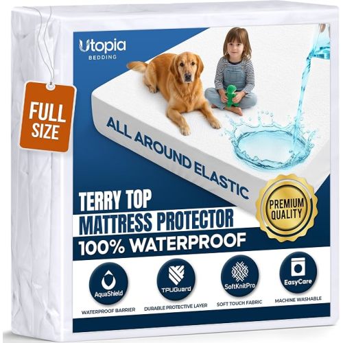 Waterproof Full Size Mattress Protector fits Upto 15" Deep Pocket