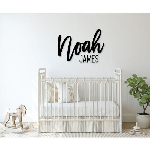 Wooden Baby Name Sign: Nursery Decor, First and Middle Name Cutout