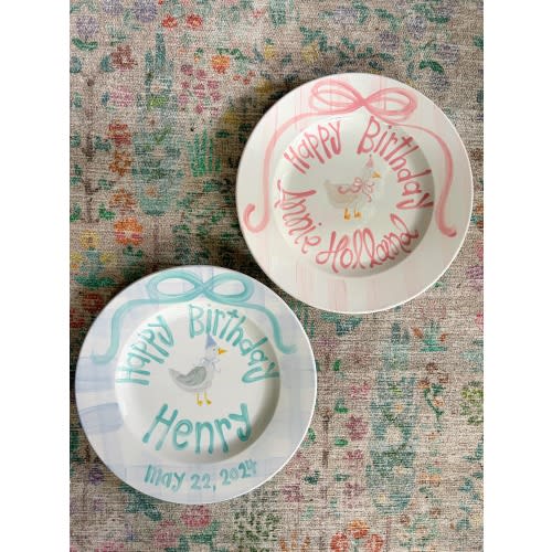 Hand-Painted Silly Goose Birthday Plate: Personalized Ceramic Heirloom