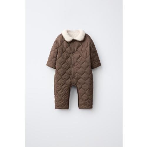 REVERSIBLE FAUX SHEARLING AND QUILTED JUMPSUIT - Brown | ZARA United States