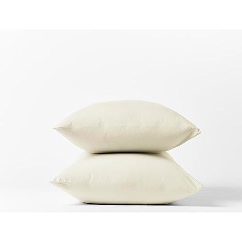 Coyuchi Crinkled Percale Pillowcase Set of 2 – 100% GOTS Certified Organic Cotton, Soft & Cool Standard Pillowcases, Breathable Medium Weight Cotton (Undyed)
