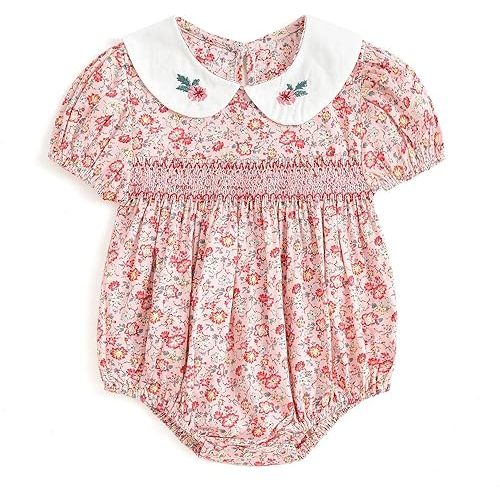 Curipeer Infant Baby Girls Summer Floral Romper Baby Bubble Sleeve Ruffle Romper Outfit 3M-2T