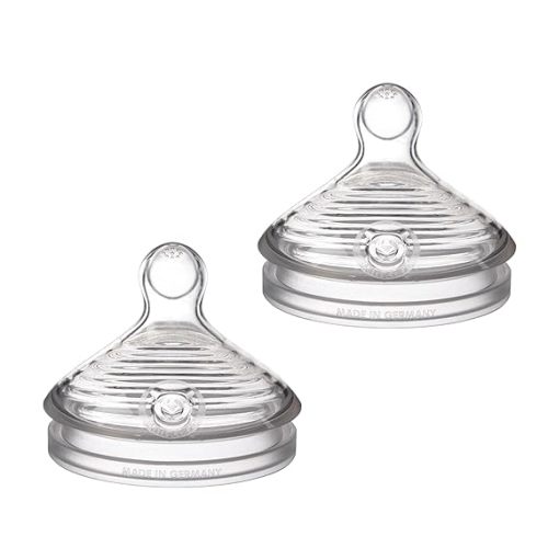 NUK Simply Natural Baby Bottle Nipples - Slow Flow, Silicone, Extra Soft, Anti-Colic Air System, BPA-Free, Pack of 2