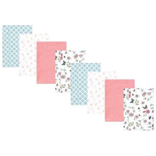 Hudson Baby Girls Cotton Poly Flannel Burp Cloths 8-Pack, One Size