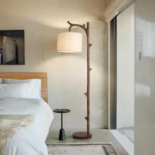 Rustic Wood-Look Floor Lamp: Farmhouse Style Standing Light