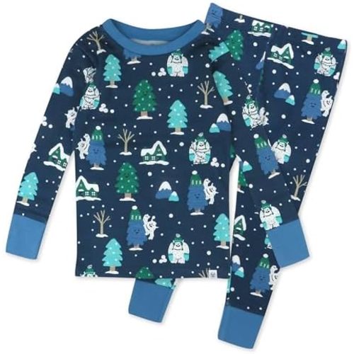 HonestBaby Holiday 2-Piece Pajamas Sleepwear PJs 100% Organic Cotton for Baby, Toddler, Kids