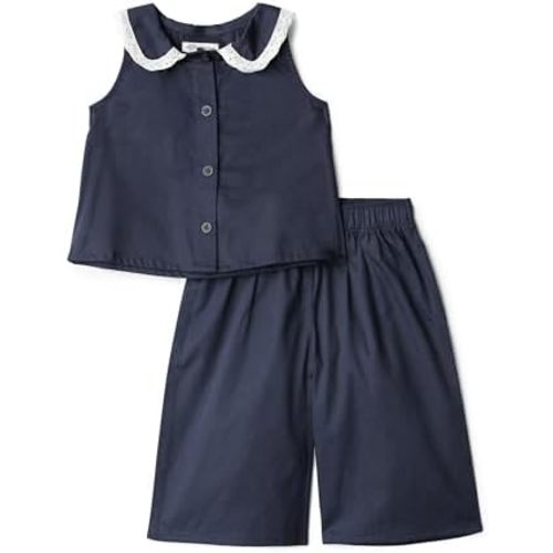 Amazon Essentials x Sofia Grainge Toddlers and Baby Girls' Cotton Sateen Sleeveless Top and Pants Play Set