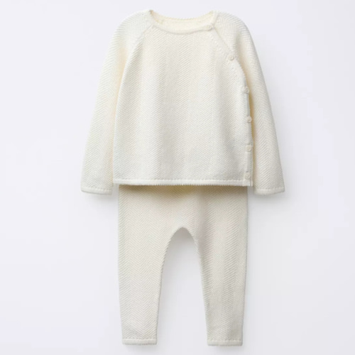 SILK COTTON SWEATER AND PANTS SET - Ecru | ZARA United States