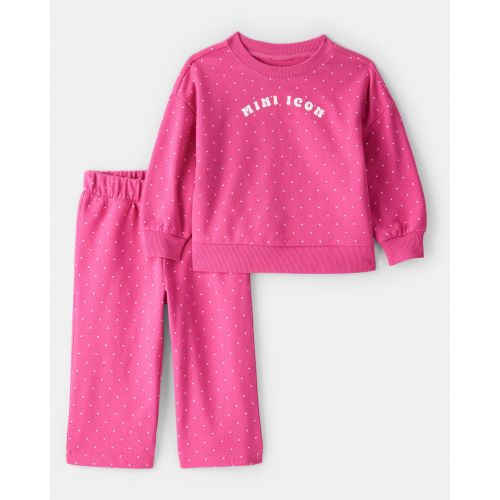 Baby Girl Mini Icon French Terry Pullover & Pant Set - Pink | Carter's